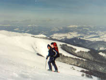 Freeride skiing in the Carpathians, Ukraine
